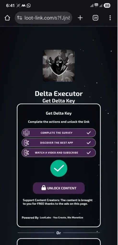 Delta Executor Green Tick
